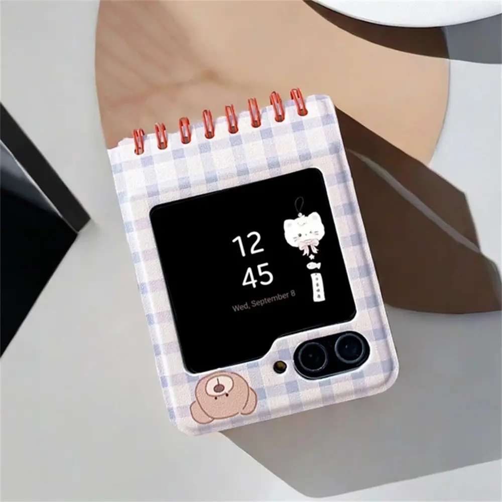 Korean Cute Cartoon Notebook-Style Smartphone Case, Glam Patterned Hyperrealism Accessory For Samsung Galaxy Z Flip 6/5/4/3, Motorola Razr 60/50 Ultra/40 Ultra, Accessories