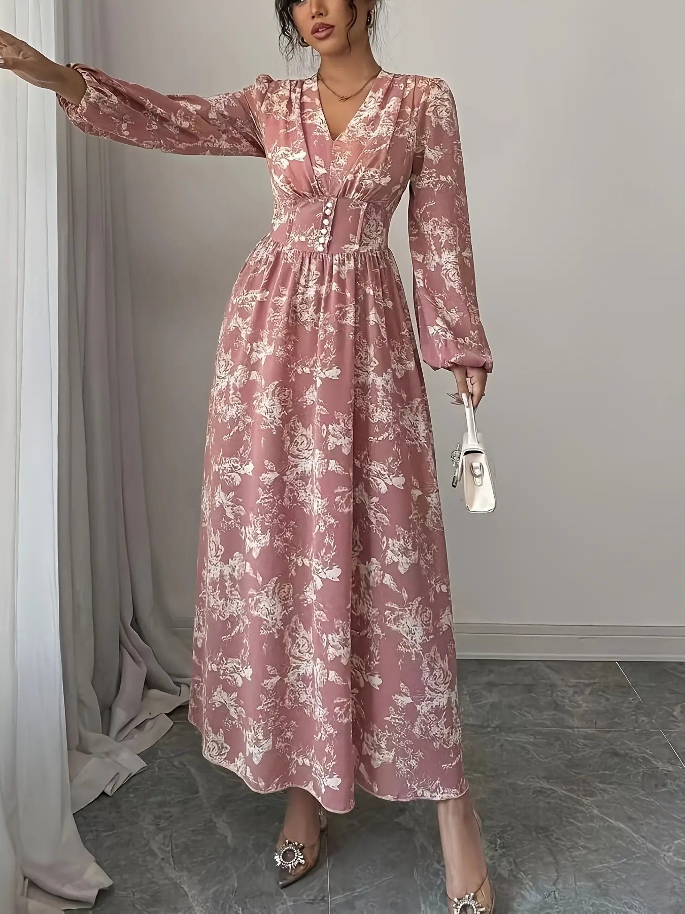sachin and babi light blue dress printed floral casual summer short sleeve dress long length main image 1