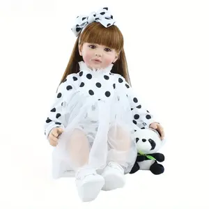 60cm Soft Vinyl Reborn Baby Toddler Doll 24inch Lifelike Princess Babies Girl Dress Up Bebe Toy For Girl Birthday Gift