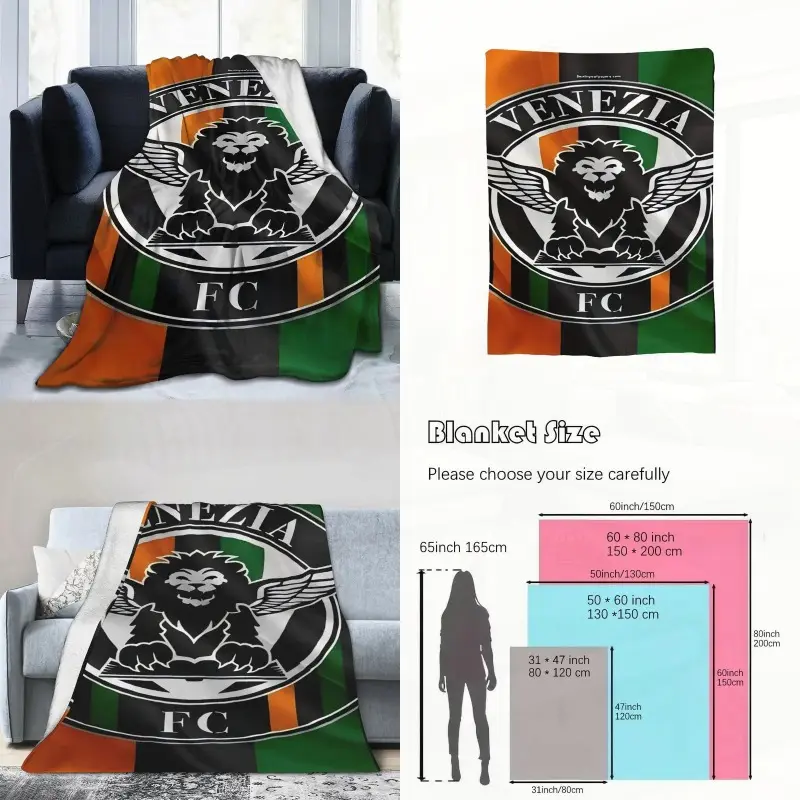 UltraSoft Flannel Throw Blanket with Green Orange Stripes and Black Lion Emblem Cozy AllSeason Blanket for Home Office Travel Gifts Rmmended Artistic Design
