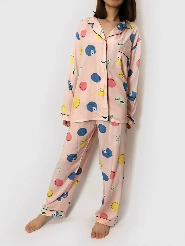 Long Polka Dots Pajama Set