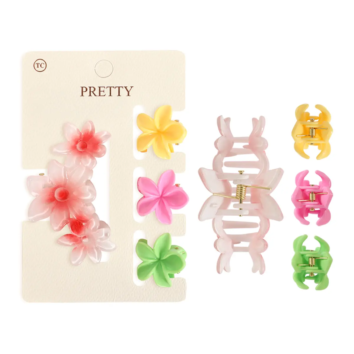 Assorted Color Flower Hair Clamp Set Accessories