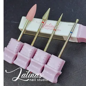 springtok Nail Drill Bits For Cuticles, 4 pcs Electric Nail Drill Bits Kit 3/32", Professional Cuticle Polishing Bits for Acrylic Gel Nails, Electric Nail Files Manicure Pedicure Drill Tool