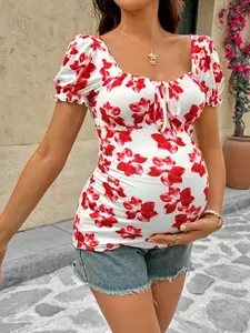 Summer Pregnant Women's Printed Short Sleeve T-Shirt, Comfortable and Stylish Maternity Top, Maternity Summer Outfits, Perfect for Warm Weather