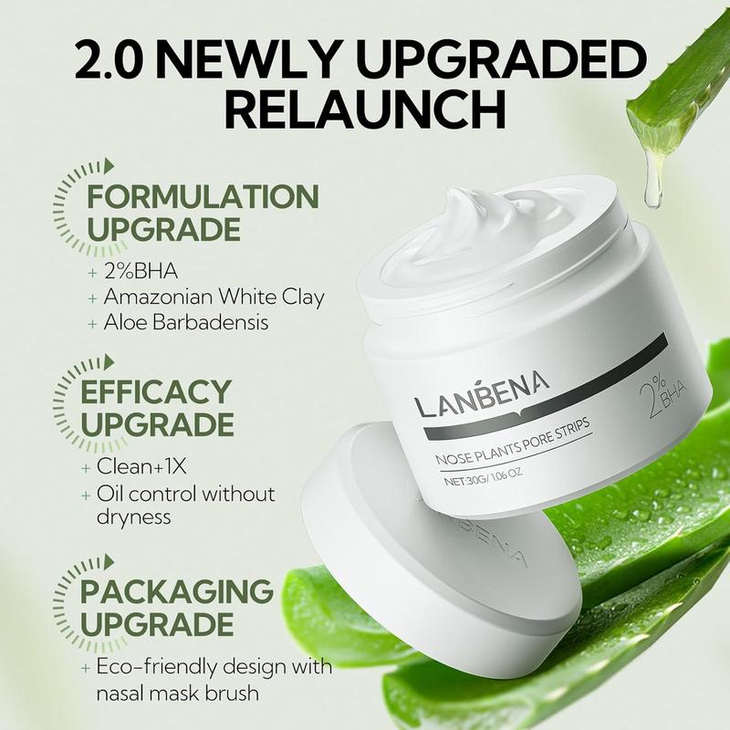 LANBENA Blackheads & Whiteheads Removal Kit for Clear, Radiant Skin: Facial Exfoliating Power, Acne Deep Cleansing, 30g Clay Mask, and Nasal Strips for a Fresh-Faced Glow! Skincare