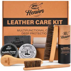 Leather Boot Care Kit -  Oil, Saddle Soap, Waterproofing Wax, Shoe Brush, Leather Cleaner and Conditioner Kit