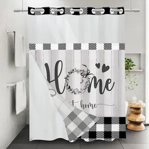 Plaid Pattern Shower Curtain, Double Tier No Hook Waterproof Magnetic Shower Curtain, Bathroom Accessories Decoration Supplies for Home Decor Dormitory Hotel Salon, Bathroom Gadgets 2024, Room Accessories for 2024, Bathroom Decor Curtain