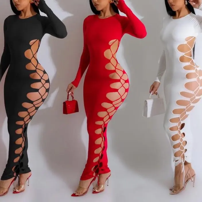 Milla Bodycon Laced Up Maxi Dress Casual Comfort
