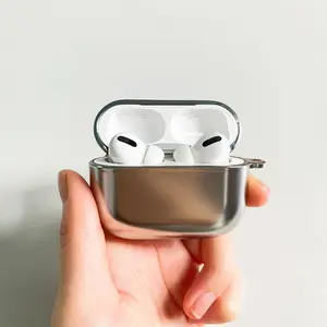 Silver Electroplated Protective Case for AirPods Pro 2nd Generation, Shiny Metallic Portable Cover Compatible with AirPods Pro 2 / Pro / 3rd / 2nd Gen, Shockproof Soft Shell for Apple Wireless Bluetooth Headphones
