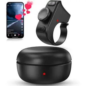 GJ    P-RDC03   TikTok Scrolling Ring Remote Control, Camera Shutter Remote, Wireless Bluetooth Scrolling Ring for iPhone, iPad, iOS, Android - Black