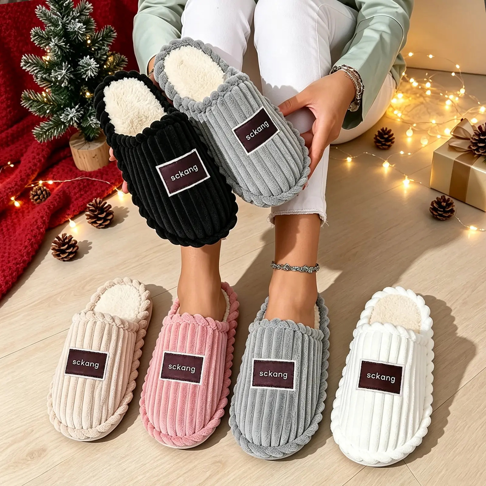 Men's & Women's Fuzzy Slide Slippers - Soft, Comfy Memory Foam, Breathable Indoor House Footwear