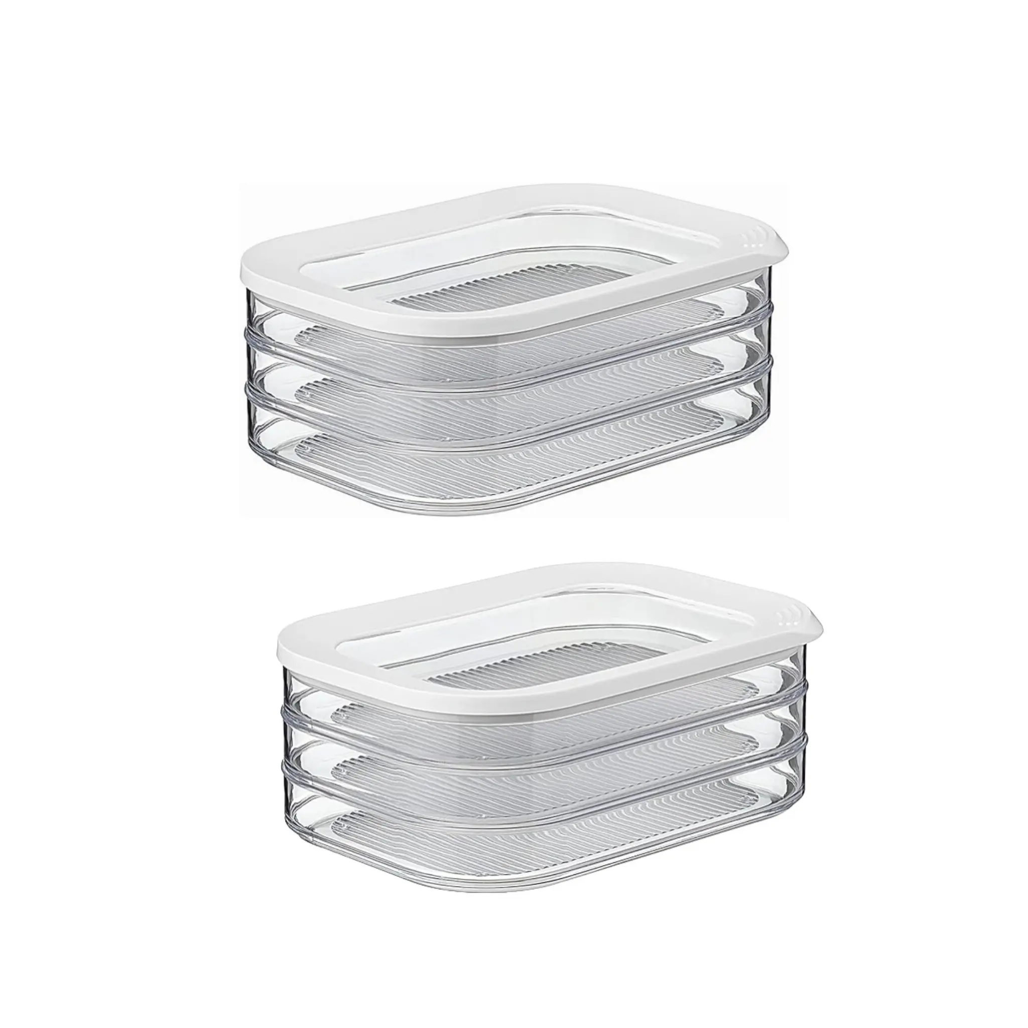 2-Pack Three-Layer Meat Storage Containers, Refrigerator Organizer for Bacon, Stackable Food Storage Boxes with Lids, Transparent Preservation Box