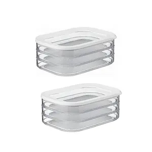 2-Pack Three-Layer Meat Storage Containers, Refrigerator Organizer for Bacon, Stackable Food Storage Boxes with Lids, Transparent Preservation Box