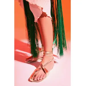 AKIRA AULORA GOLD FLAT SANDAL WITH PEEP TOE