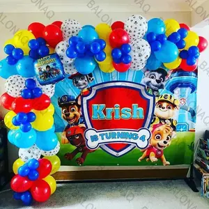 93PCS Dog Theme Party Set Birthday Party Decoration Paw Patrol Skin Dog Paw Balloon Bone Aluminum Film Balloon Decoration