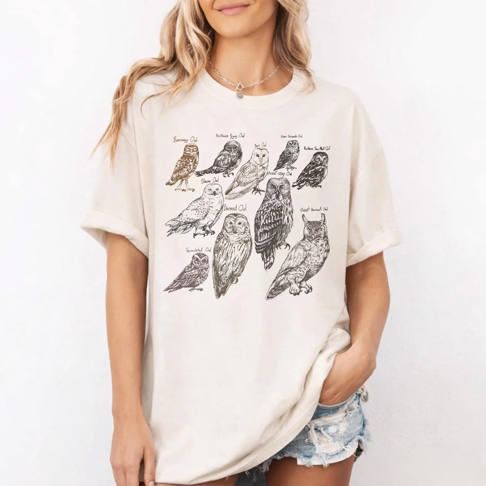 Comfort Colors Owl Shirt, Vintage Owl Species Graphic Tee, Bird Lover Shirt, Gift for Owl Lovers