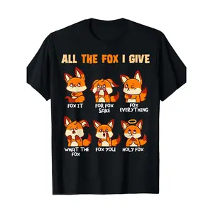 Men's "All the Fox I Give" Funny Graphic T-Shirt - 100% Cotton, Crew Neck, Shortsleeve, Machine Washable, Double Print, Sassy & Serene Red Illustrations, Casual Everyday Wear, Casual Stylish Tee, Menswear Streetwear Top