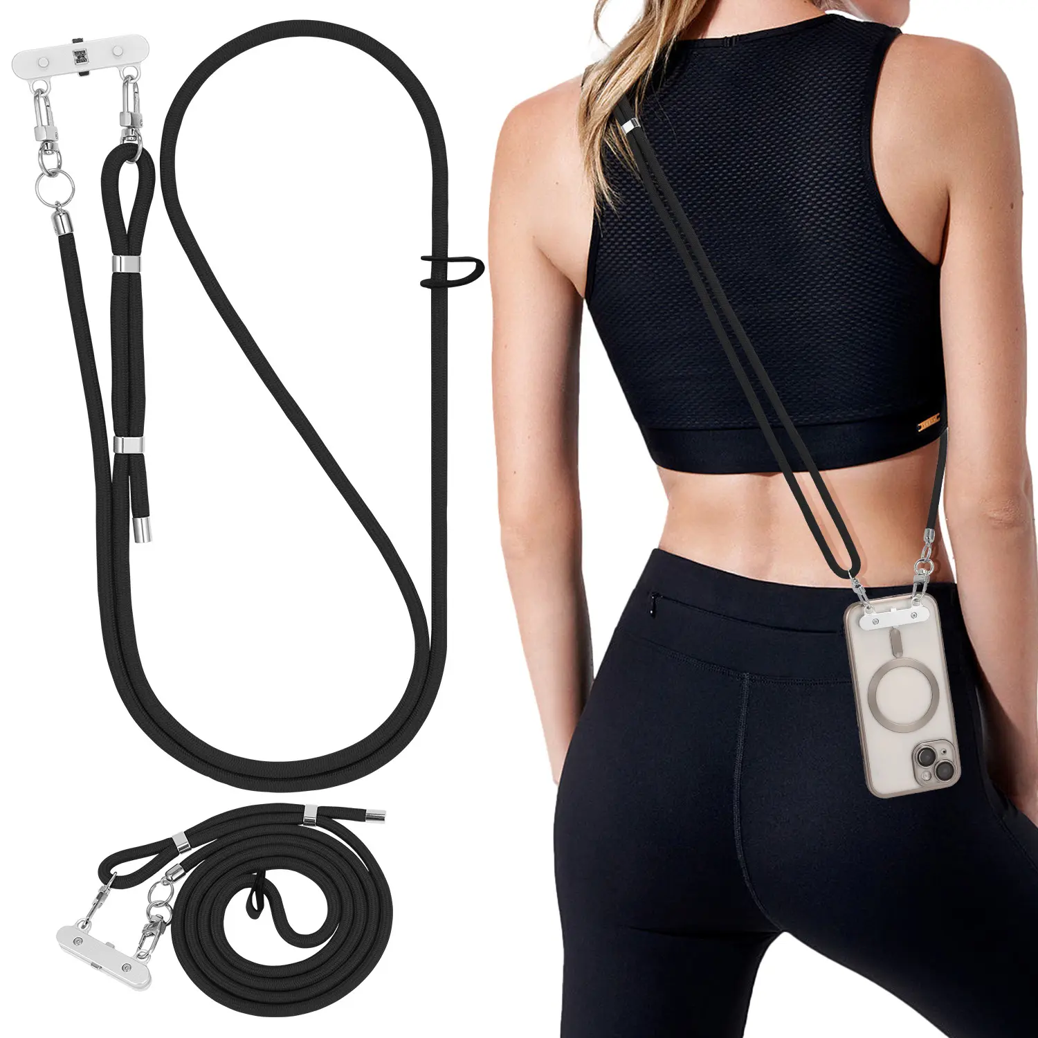 Anti-Robbery Adjustable Crossbody Phone Lanyard Strap, Aluminum Mobile Accessory with 33LBS Load Strong Magnetic Fixation, Stylish Daily-Use Phone Accessories