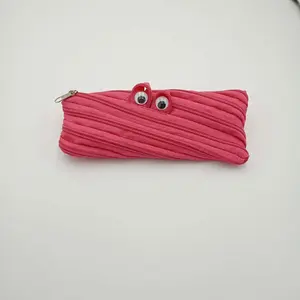 Creative Stationery Pencil Case, Simple Cute Design, Large Capacity Canvas Monster Zipper Bag, Stress Relief Gift for Curious Kids