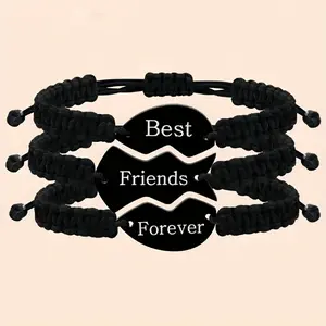 Set Of 2/3 Handmade Heart-shaped Friendship Bracelets, Perfect For Giving To Friends Or Classmates As A Commemorative Gift. Jewelry charm bracelets