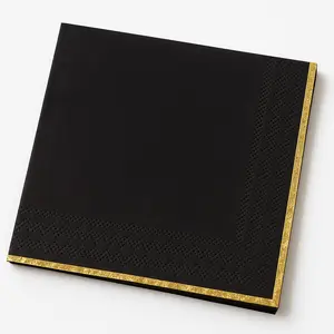 Elegant Black Hot Stamped Luncheon Napkins
