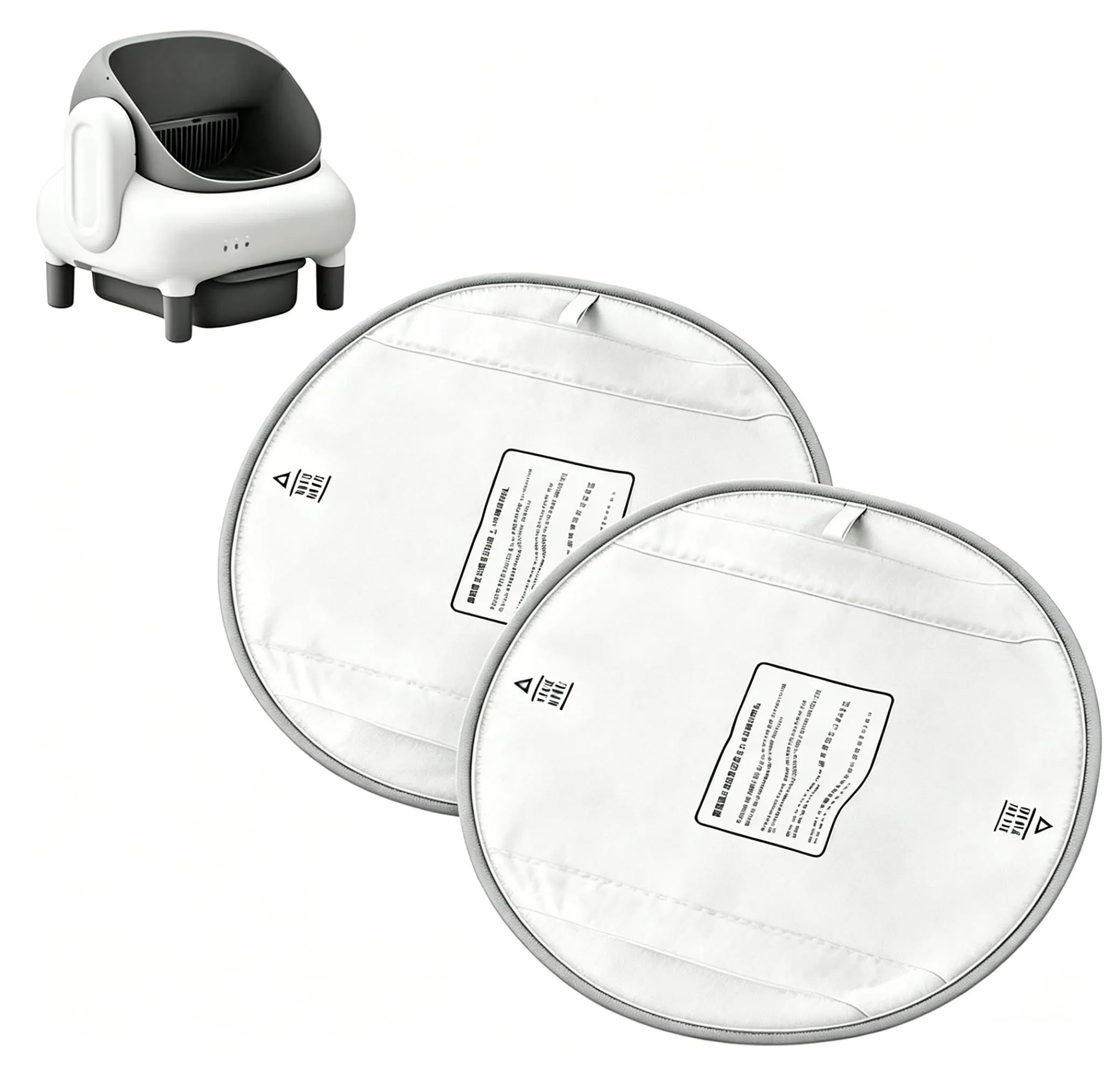 Universal Self-Cleaning Cat Litter Box Replacement Liners - Large Waterproof PP Coating Pads, Leak-Proof, Mess-Free, 14.96x11.81 Inches White with Grey Trim, Less Litter Box Hassle, Cleaner Floors (2 Packs)