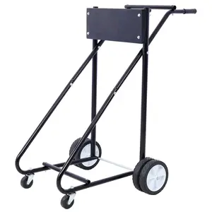 Wheel mounted outboard engine bracket, used for storing engine transport carts, with a load capacity of 315 pounds (black)