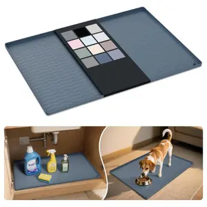 Waterproof Silicone Under Sink Mat 31'' x 22'' Shelf Liner for Kitchen and Bathroom, Cabinet and Counter Protector, Storage and Organizers, Litter Mat, Pet Cat Puppy Essentials(Dark Grey)