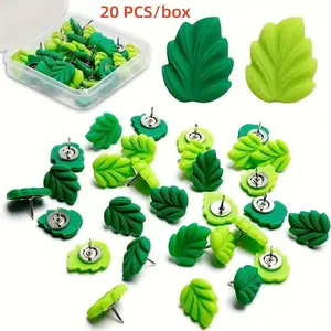 Leaf Shaped Push Pin Thumbtacks, 20pcs/set Creative Decorative Push Pin, DIY Decorative Accessories for Bulletin Board, Photo Wall and Map, Easy Insertion