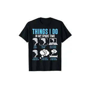 Men's 100% Cotton Oversized Short-Sleeve Round Neck Casual Tornado Storm Chaser Graphic T-Shirt, Menswear Tops
