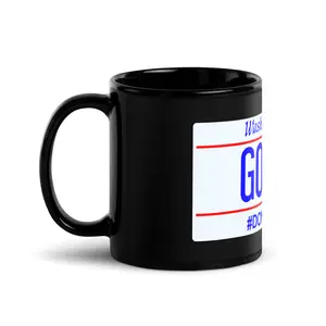 GoGo DC Black Glossy Ceramic Mug for Coffee and Tea, Hand Wash Only, Available in 11oz and 15oz Sizes Drinkware Cup