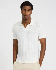 Express Pointelle Open Knit Johnny Collar Sweater Polo