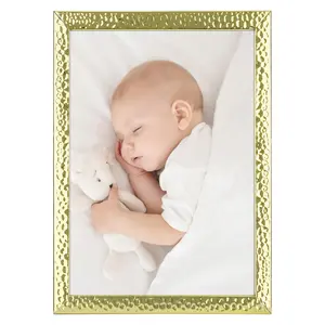 REGALWOVEN Gloss Metal Picture Frame for Photo and Poster, Horizontal and Vertical Photo Formats for Tabletop 5x7 Inch Gold