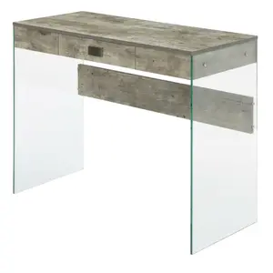 Glass Top Office Desk With 1 Drawer And Melamine Finish