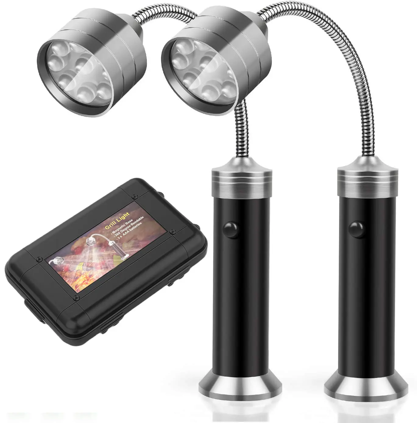 AWEE Barbecue Grill tools Magnetic Base Super-Bright LED BBQ tools-360 Degree Flexible Gooseneck, Gifts for Men Dad Boyfriend, Smoker Grill Accessories, Smoker Grilling Gifts for Men, Batteries not Included-Pack of 2.