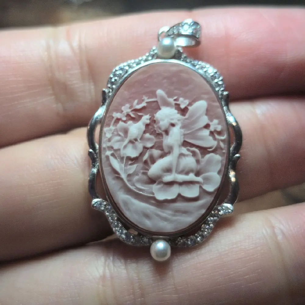 Red Fairy w Cat on Ornate Silver