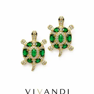 Vivandi Green Turtle Earrings