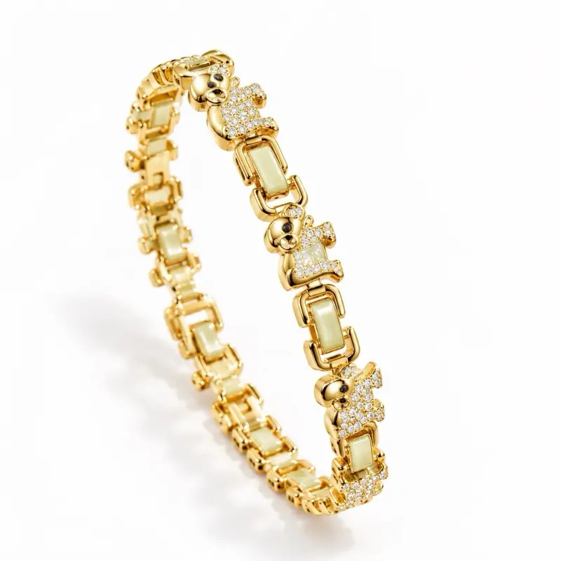 Heart Design Gold Plated Adjustable Bracelet for Women Size 7.5 Fashion Jewelry Bra-8044