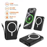 Podoru 10000mAh Magnetic Wireless Power Bank Charger - 22.5W Fast 3-in-1 Chargeable Device, Silicone EDC Gear for iPhone 17/16/15/14/13/12 Series, Built-in USB-C & Lightning Cables, LED Display, Slim Foldable Compact Mobile Battery for On-the-Go Charging