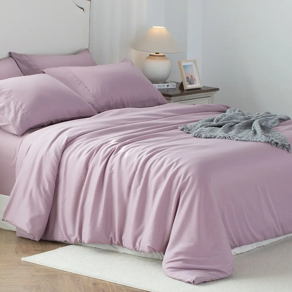 Purple Sheet Set Includes Duvet Cover and Pillowcases OEKO TEX Certified Comfortable Bedding Solution for Cozy Nights Blue Sheet Set for Everyday Use