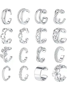 16Pcs Ear Cuffs for Women Non Piercing 14K Golded Silver Ear Cuffs Earrings Non Pierced Clips On Cartilage Earring Fake Earrings Lightweight Earring Stacking Set