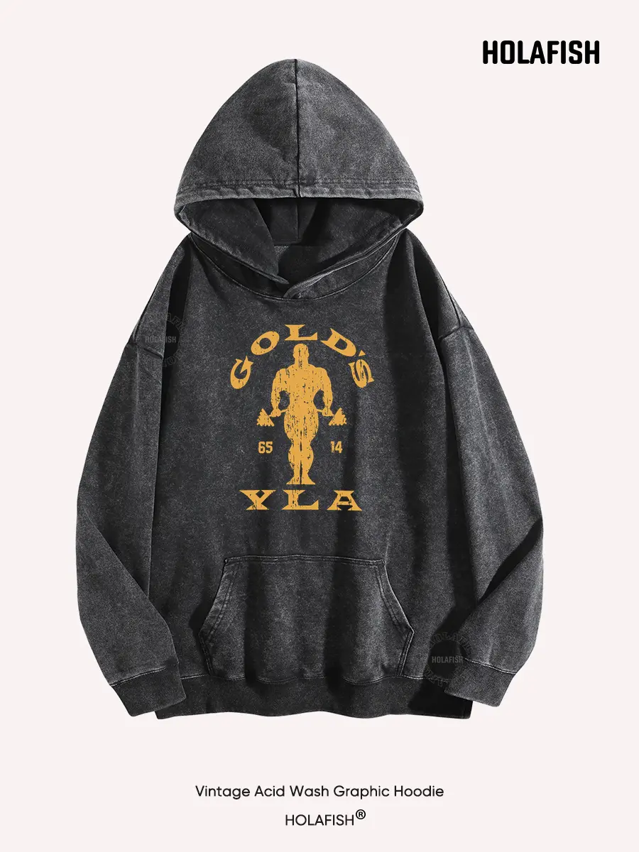 Holafish GYM Women's Acid Washed Graphic Hoodie Oversized Fit Pullover- Unisex Retro Polyester-Blend Loose Oversized Long-Sleeve Sweatshirt Top, Vintage Streetwear Loungewear for Daily Casual  Womenswear