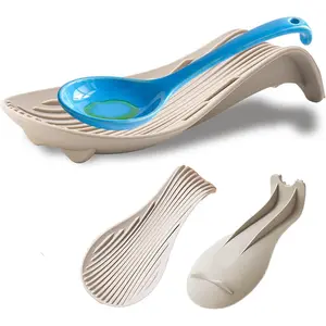 "Deck Chair" Large Heat-resistant Spoon Rest for Stove Top/Countertop,  Kitchen Cooking Utensil Holder for Spatulas, Ladles, etc., Dishwasher Safe, 9.1 * 4.2 * 1.6in (Khaki)