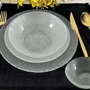 212 MAIN Sturdy Glassware Set - RAMART Studio Stackable Pebble Cabana Dinnerware with Plates (Set of 24), Tableware