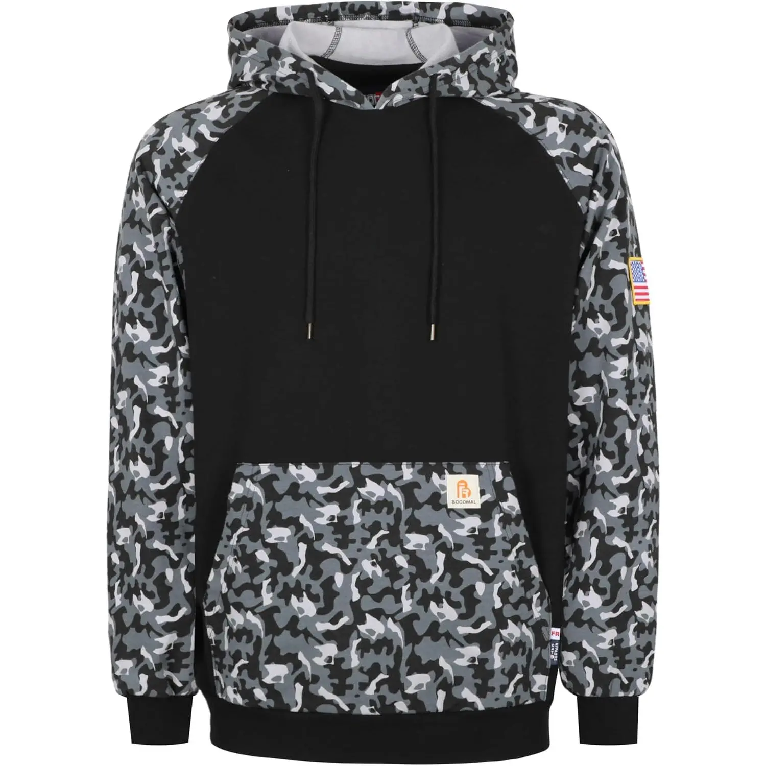 BOCOMAL FR Hoodies Camouflag Paisley Lightweight Pullover 7.5oz Cottoon Flame Resistant men's Hooded Sweatshirts NON FLEECE