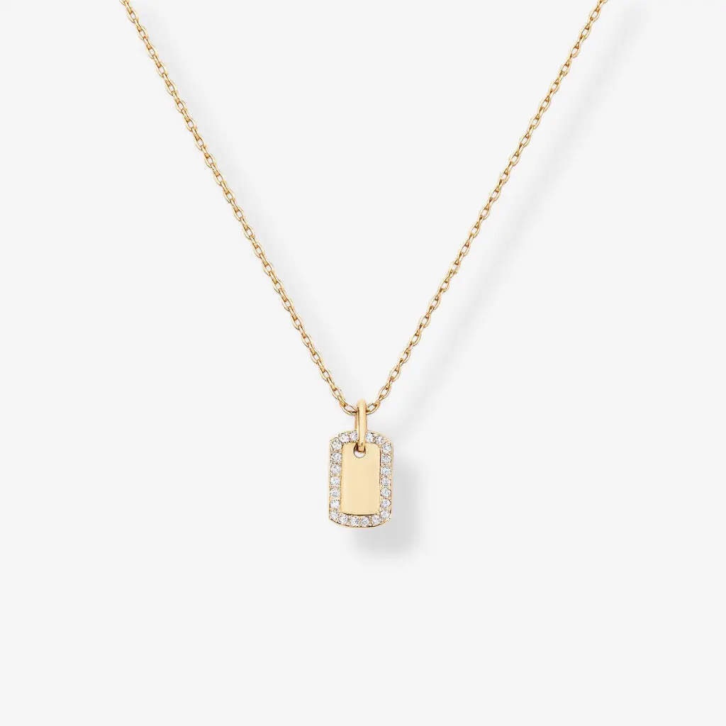 Dainty Dog Tag Necklace – Gold