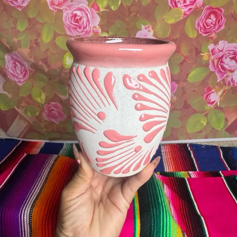 Cantarito relieve mediano color rosa