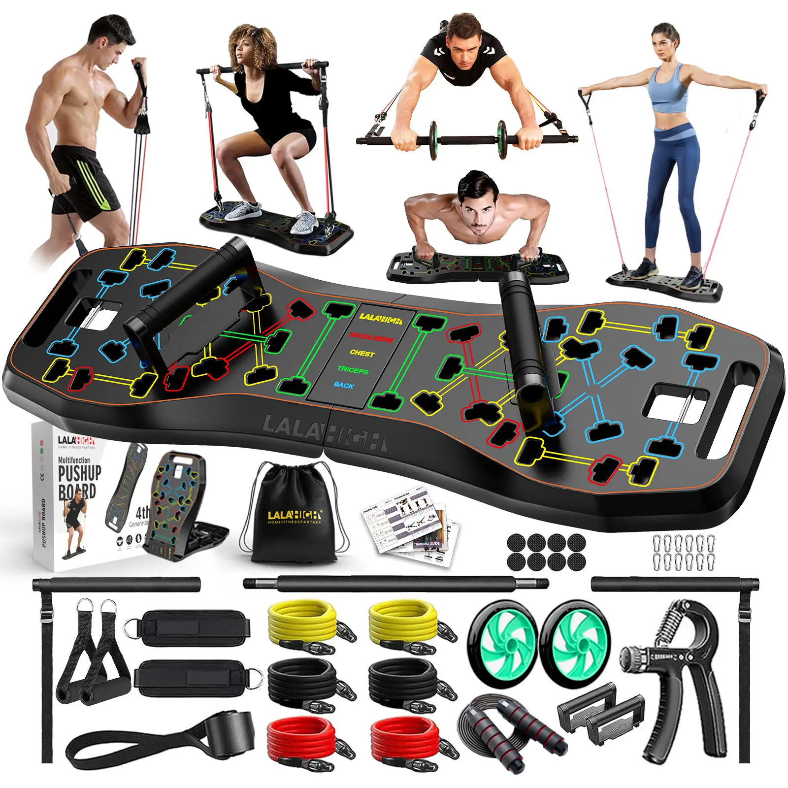 LALAHIGH Portable Home Gym System:Five Versions of Push-up Board Sets