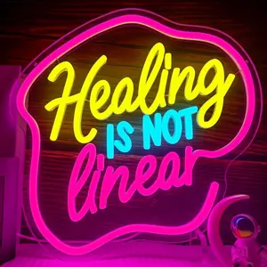 Healing Is Not Linear Neon Sign, USB Powered Wall Mounted Neon Light, Decorative Light for Home Bedroom Coffee Shop Studio