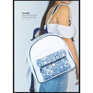 Pikla Classic Blue & White Tile Backpack – Timeless Elegance in Every Detail